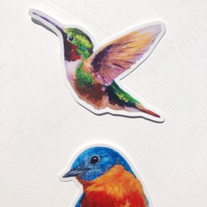 INcredulous Blue Bird Friend Sticker decal sticker of blue bird sticker of painting of bird image 2