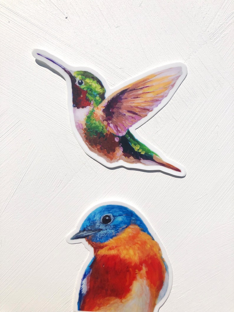 INcredulous Blue Bird Friend Sticker decal sticker of blue bird sticker of painting of bird image 2