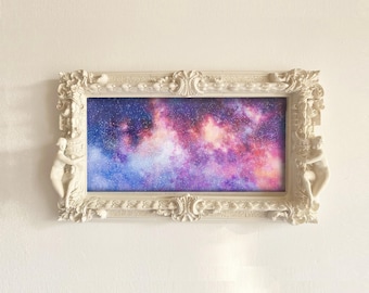 Custom Commissioned Painting in Hand-Sculpted Recycled Plastic Frame | 12" x 20" |