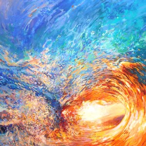 Giclée-tryck med havsvågor - Solnedgångsmålning, strandinredning