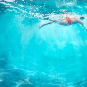 She went Swimming Framed Print - 36 x 48 - Swimming Wall Art- Hand-Painted Swimming Athlete Art – Perfect Swimming Wall Art for Home Decor