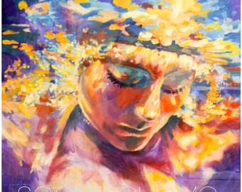 Art Print Grace Vibrant Colorful painting of woman in water Art Print