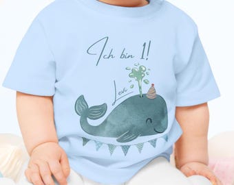 Baby Erster Geburtstag T-shirt personaliseerbaar, Erster Geburtstag Geschenke, Wal, Meer, Erster Geburtstag Outfit, Kindergeburtstag Wild One