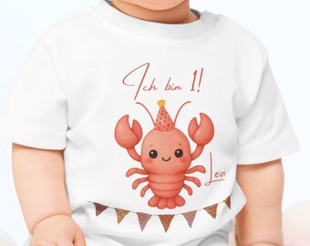 Baby Erster Geburtstag T-Shirt personalisiert, Erster Geburtstag Geschenke, Krebs, Meer, Erster Geburtstag Outfit, Kindergeburtstag Wild One