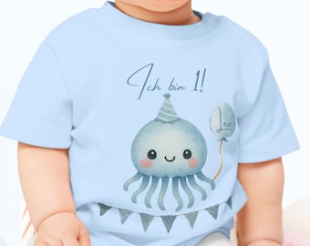 Baby Erster Geburtstag T-Shirt personalisiert, Erster Geburtstag Geschenk, Qualle, Meer, Erster Geburtstag Outfit, Kindergeburtstag Wild One
