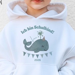 Einschulung Pullover personalisiert, kleiner Wal, Sweatshirt, Pullover, Schulkind, Erster Schultag, Geschenk zur Einschulung, Zuckertüte