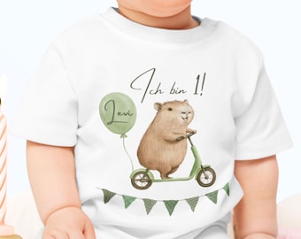 Baby Erster Geburtstag T-Shirt personalisiert, Erster Geburtstag Geschenke, Capybara, Erster Geburtstag Outfit, Kindergeburtstag Wild One