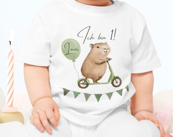 Personaliseerbaar T-shirt met Erster Geburtstag, Erster Geburtstag Gifte, Capibara, Erster Geburtstag Outfit, Kindergeburtstag Wild One