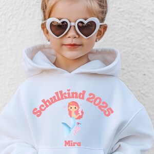 Moletom Einschulung 2025, moletom com capuz Meerjungfrau, Maritim, pulôver Seepferd, Schulkind, Erster Schultag, Geschenk, Schulstart, Schulanfang