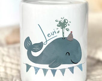 Kinder Spardose personalisiert Namen Kleiner Wal Geschenk Lama Geburt Taufe Baby Geschenk Kinder Geldgeschenk Mädchen Jungen  Sparschwein