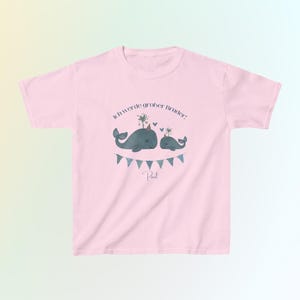 T-Shirt Großer Bruder Personalisiert, Wal, Geschwister Shirt, Geschenkidee Kind Schwangerschaft, Ich werde großer Bruder, Kleine Schwester Baby Pink