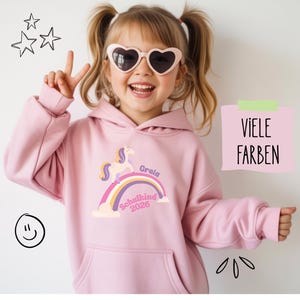 Einschulung Pullover personalisiert, Einhorn, Sweatshirt, Pullover, Schulkind, Erster Schultag, Geschenkidee Mädchen, Regenbogen, Zuckertüte
