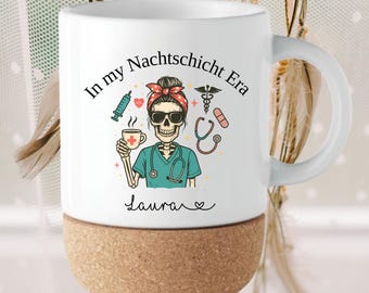 Tasse Krankenschwester Personalisiert, Arzthelferin Geschenk, Kollegin Krankenhaus, Altenpflegerin, Kaffeetasse, Kork, Danke Geschenkidee