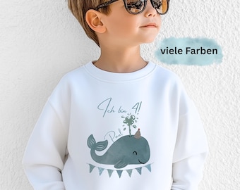 Geburtstagsshirt Wal personalisiert, Geburtstag Outfit, Kindergeburtstag, Langarm Pullover, Birthday Sweatshirt, Geschenkidee Kind, Meer