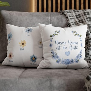 Personalisiertes Kissen Uroma, Bezug, Urenkel, Beste Uroma, Geschenk Urgroßmutter, Oma Enkel, Blumen, Geschenk Weihnachten, Geburtstag Uropa
