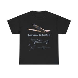 Vintage WW2 Blueprint Design, Spitfire Unisex Heavy Cotton T, History Aircraft T-Shirt, Retro Airplane Shirt, Pilot Gift, Warplane Clothing