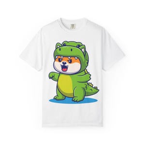 Bonita camiseta de perro dinosaurio, adorable camiseta para amantes de las mascotas, regalo para amantes de los animales, divertida camiseta para niños, perfecta para cumpleaños.