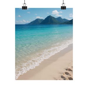 Stampa artistica da parete "Serene Beach", decorazione costiera per la casa, poster naturalistico, arte del paesaggio oceanico, vibrazioni di vita costiera