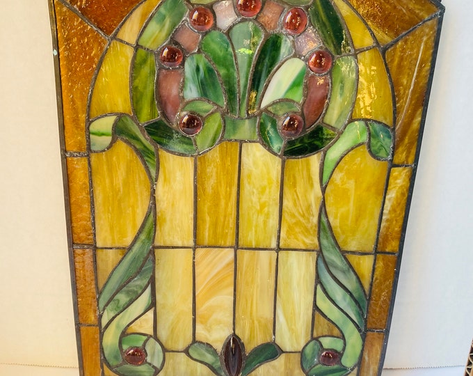 Vintage Stained Glass Panel Etsy