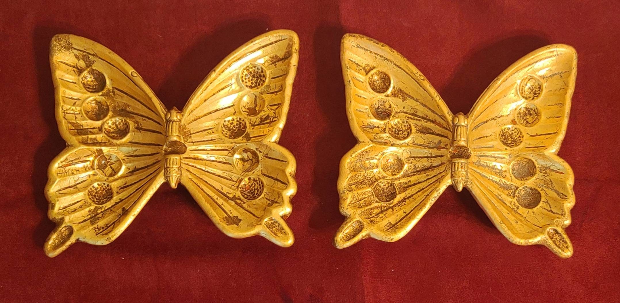 Vintage California Pottery Gold Butterflys Set of 2