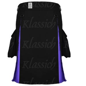 Zwart-paarse hybride herenkilt met cargozakken Utility-kilt