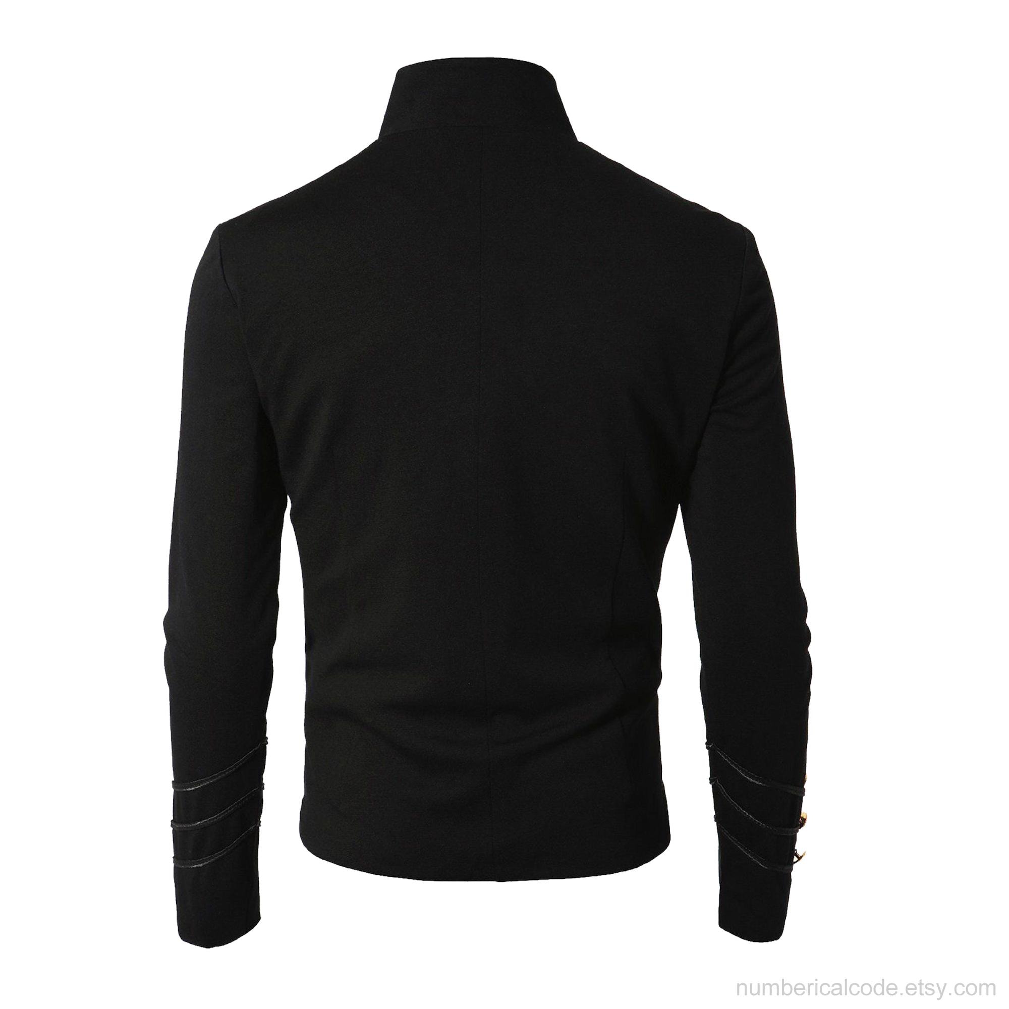 Men's Unique Modern Black Embroidery Black Military Napoleon Hook