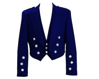 Blue Prince Charlie Jacket & Waistcoat, Scottish Formal Wear, Poly-Wool Blend