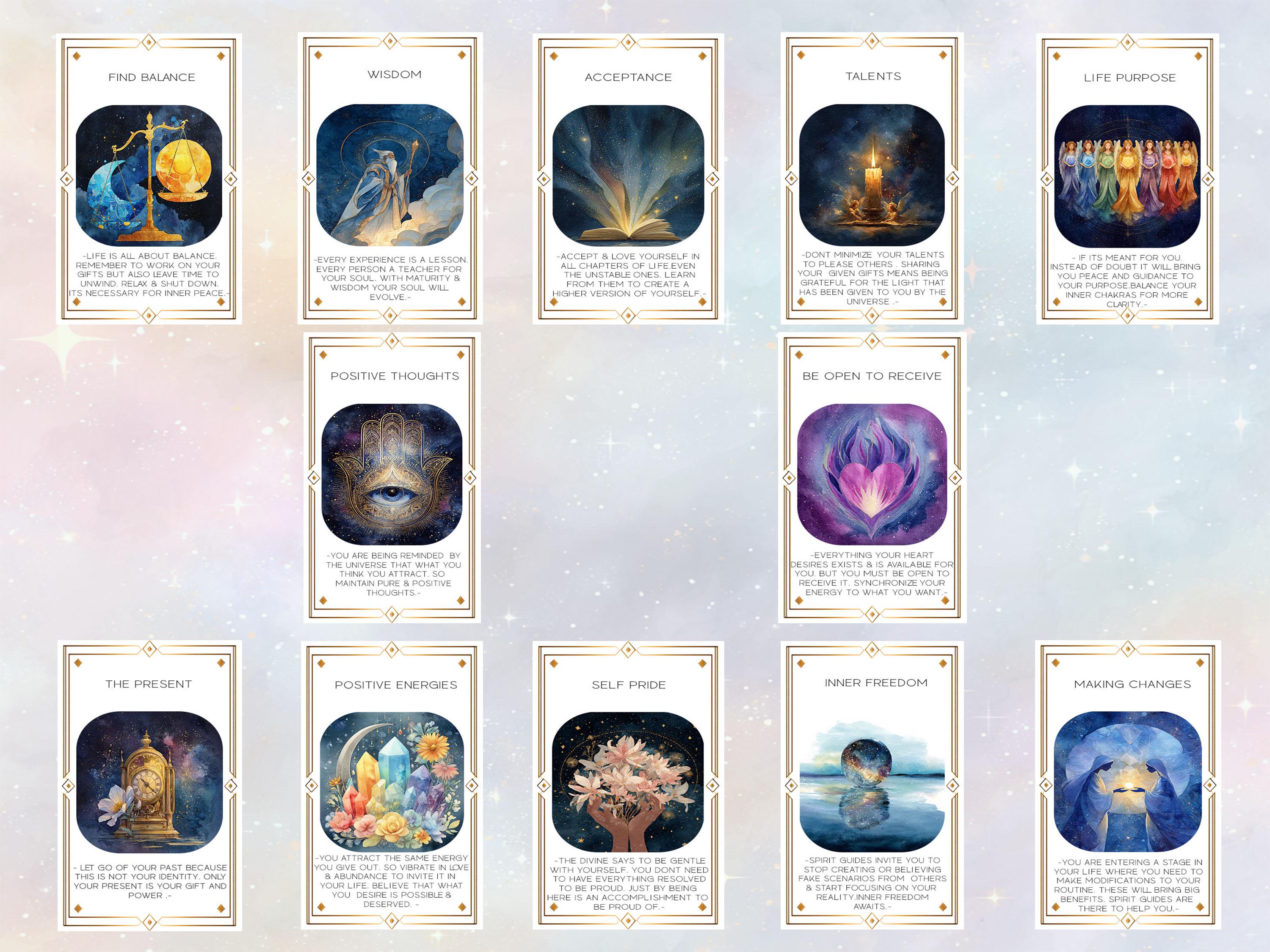 Printable Oracle Cards, 48 Printable Celestial Messages Cards ...