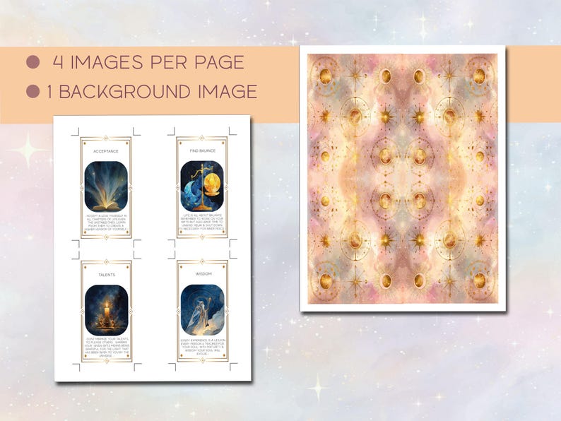 Printable Oracle Cards, 48 Printable Celestial Messages Cards ...