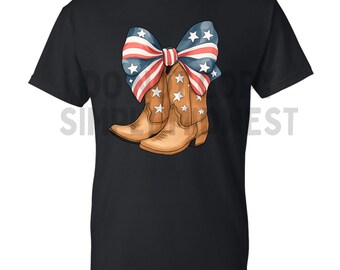 Red White and Blue Cowgirl Boots PNG: Patriotic Western Design (Digital Download