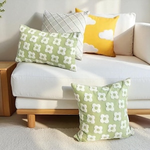 Leaf Print Cotton Throw Pillow Cover: Modern Scandinavian Home Decor