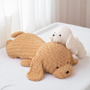Giant Teddy Bear Body Pillow Plush – 42cm to 118cm Hugging Toy | Cozy Cotton Stuffed Animal for Bed & Couch | Cream or Brown | cute dogy