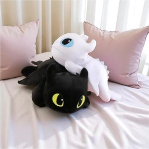 Cute Toothless Dragon Plush Pillow – White or Black | Soft Stuffed Animal Gift | Animals-Style Kawaii Plushie in 40-100cm | Cozy Bed Toy |