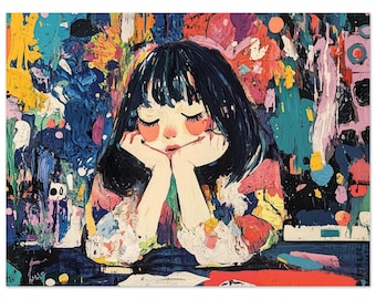 Dreamy Artwork Print – Bold Emotional Expressionist Portrait (24x32" / 60 x 80cm Unframed)