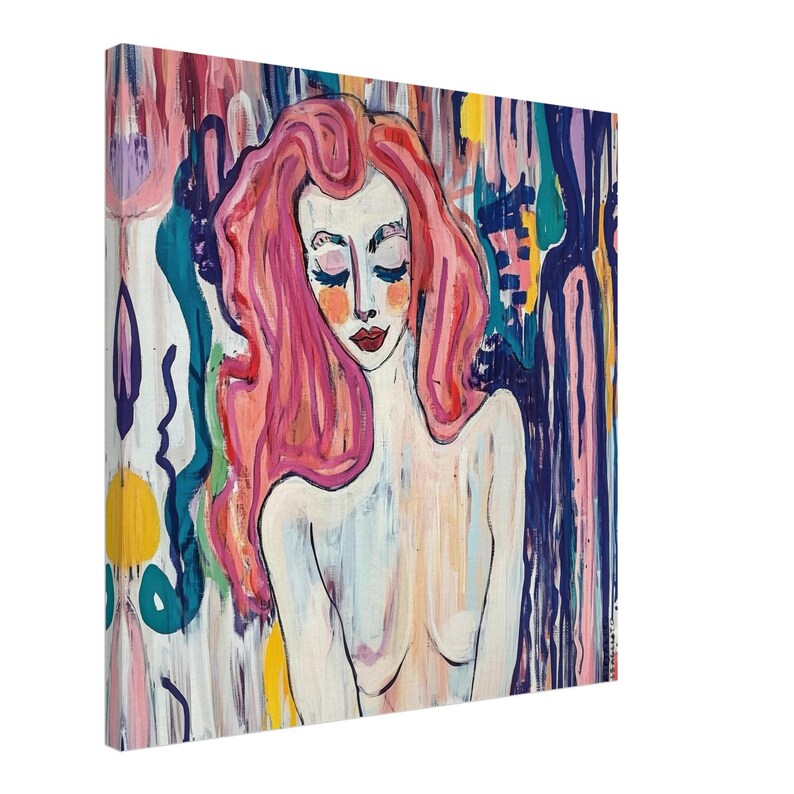Dreamy Emotional Wall Art – Bold Feminine Portrait Print (28x28" / 70x70 cm) image 2