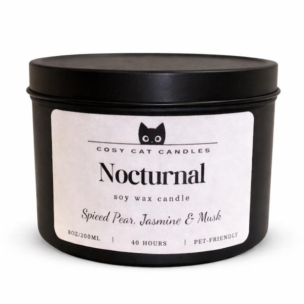 Spiced Pear Jasmine Musk Soy Candle | Pet Friendly, Cat Lover Gift