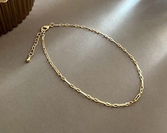Tobillera de oro laminado de 18 quilates con delicada cadena tipo clip / Tobillera minimalista de oro con extensor / Tobillera para usar a diario / Joyería delicada de oro para el pie