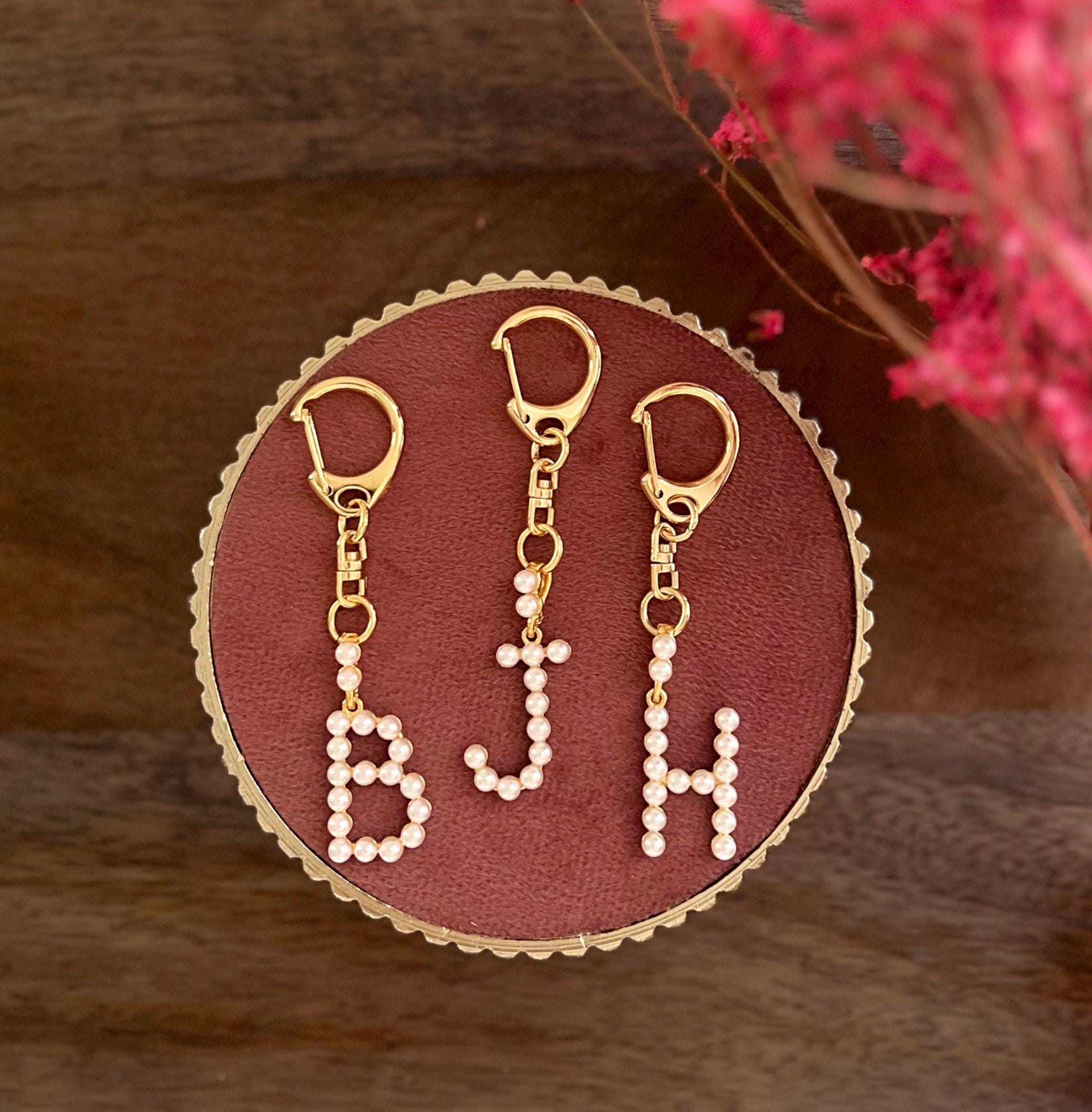 Portachiavi Personalizzato Con Iniziale Oro - Accessorio Per Borsa Donna, Regalo Alfabeto