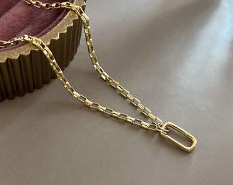 18K Gold Filled Oval Carabiner Necklace Charm Holder Necklace, Charm Holder Pendant, Minimalist Layering Jewelry 19.5x 10mm Everyday Jewelry