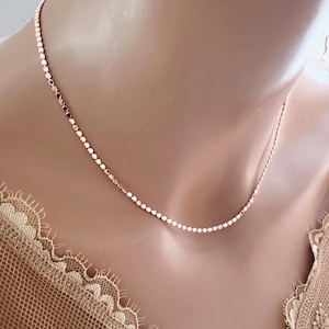 Rose Gold Coin Chain Necklace • Dainty 2mm Rose Gold Plated Chain • Minimal Jewelry • Layering Necklace • Rose Gold Chain Necklace •Gift