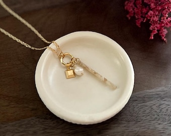 Freshwater Pearl Necklace Gold Charm Necklace Multiple Charm Necklace For Women