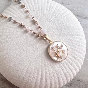 Gold Celestial Necklace Opal Necklace Mother of Pearl Pendant Necklace Sun Moon Star Charm Necklace For Women  Celestial Jewelry Gold