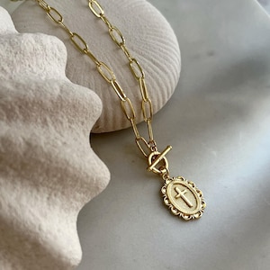 18K Gold Filled Cross Pendant Necklace • Minimalist Cross Necklace • Gold Religious Necklace • Faith Necklace • Dainty Cross Charm Necklace