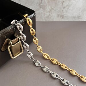 Gold Puffed Mariner Anchor Chain Bracelet • Minimal Unisex Bracelet • 24K Gold Plated Chain •Minimalist Statement Bracelet • Chunky Link image 6