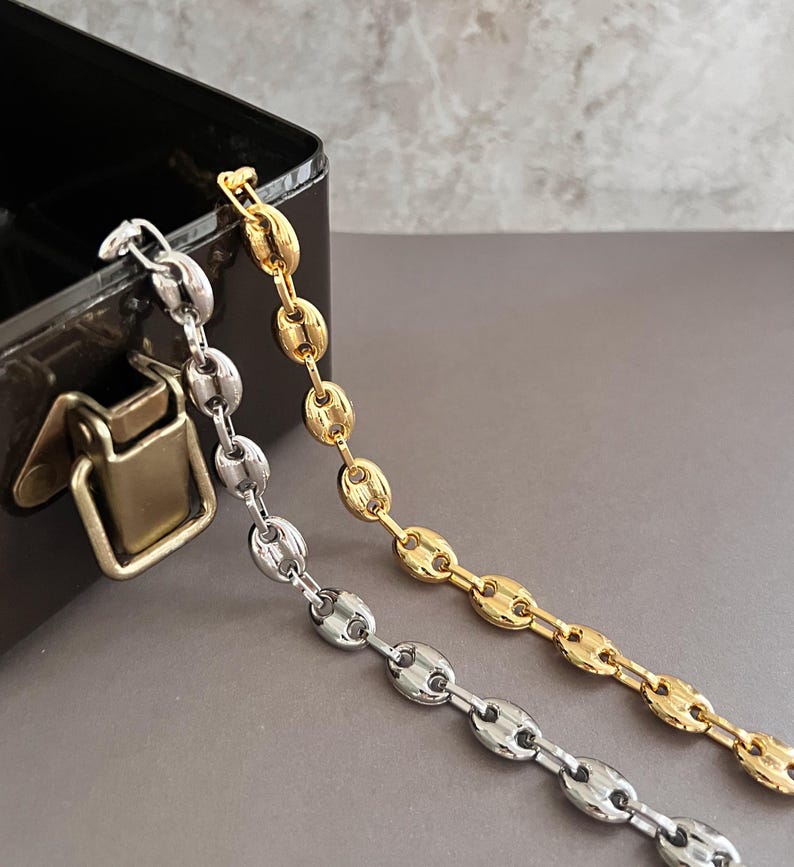 Gold Puffed Mariner Anchor Chain Bracelet • Minimal Unisex Bracelet • 24K Gold Plated Chain •Minimalist Statement Bracelet • Chunky Link image 6
