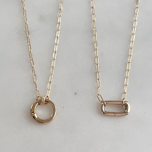 Gold Carabiner Necklace Gold Necklace Oval Carabiner Necklace Charm Keeper Necklace Carabiner Charm Necklace Carabiner Clasp Paperclip Chain