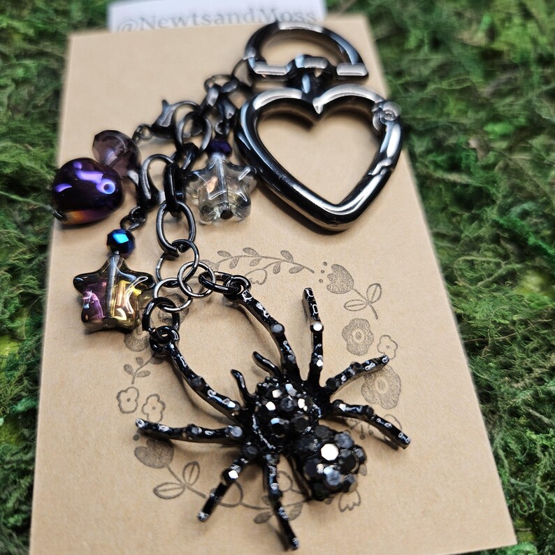 Rhinestone Spider or Rainbow Starfish Bag Charm Keychain Bild 4