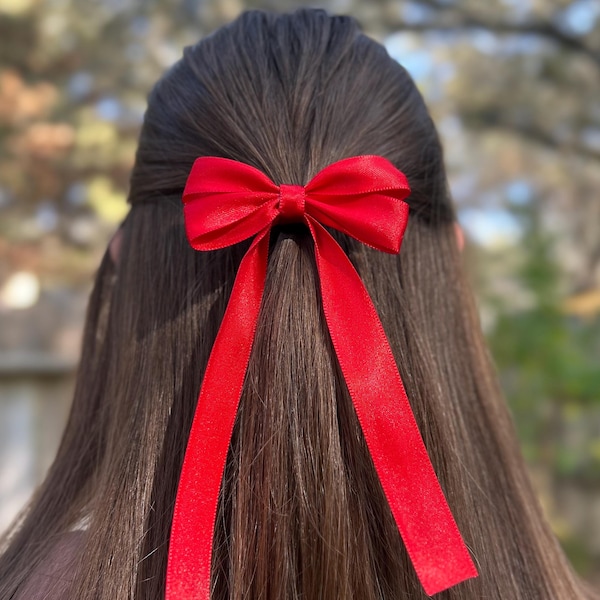 Red Hairbow, Hair Accessory, Hair Ribbons