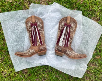 Maroon Boot Bows, Western Cowgirl Accessory, College GameDay Bows, Concert Boot Bows