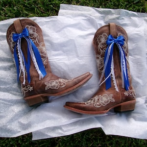 Blue Boot Bows, Western Cowgirl Accessory, College GameDay Bows, Concert Boot Bows